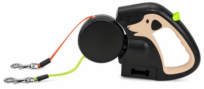 3m Retractable Dog Leash for Small Dogs, Reflective, Dual, 360° Swivel, Tangle-Free, with Lights.