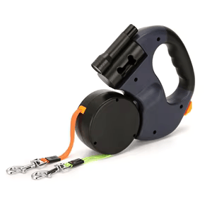 Correa retráctil de 3 m para perros pequeños, reflectante, doble, con giro de 360°, antienredos, con luces.