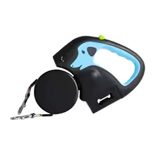 Correa retráctil de 3 m para perros pequeños, reflectante, doble, con giro de 360°, antienredos, con luces.